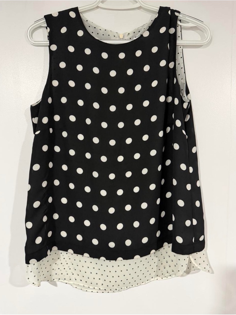 Classic Polka Dot Sleeveless Top - Black/White